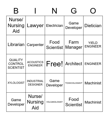 Career Bingo Card