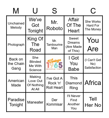 THE YEARS 1965/1983 Bingo Card
