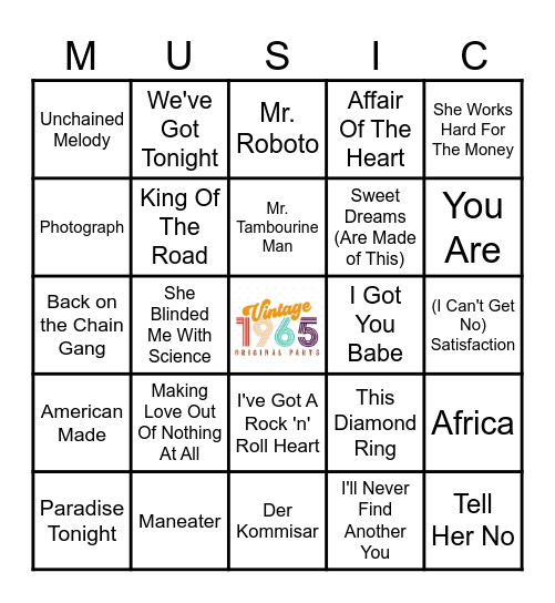 THE YEARS 1965/1983 Bingo Card