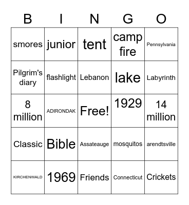 CAMP BINGO Card
