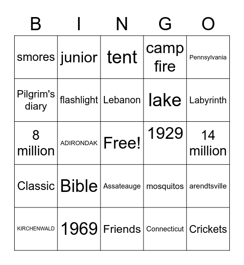 CAMP BINGO Card