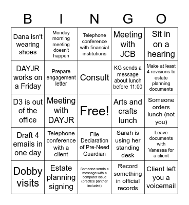 Daniel's Bingo Card Bingo Card