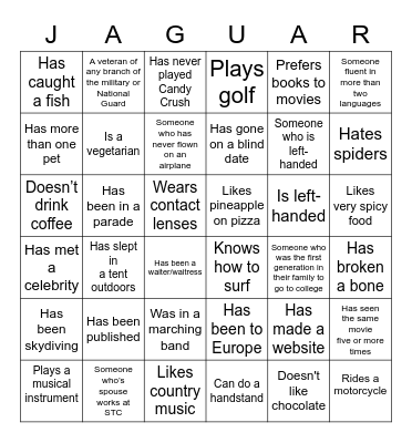 Get to Know You - JAGUAR - ACTA '23 Bingo Card