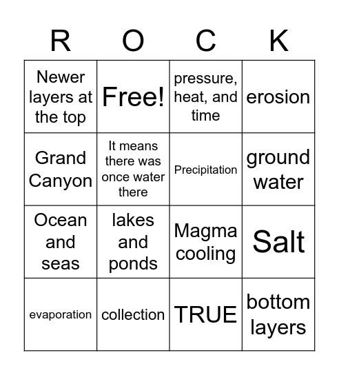 Earth's surface review Bingo Card