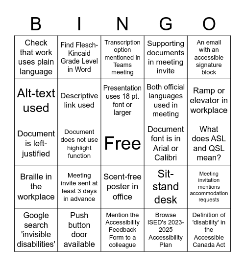 Untitled Bingo Card