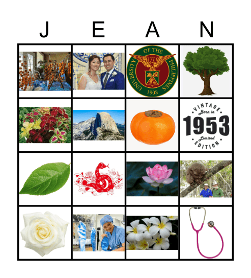 Jean's 70th Bingo Card