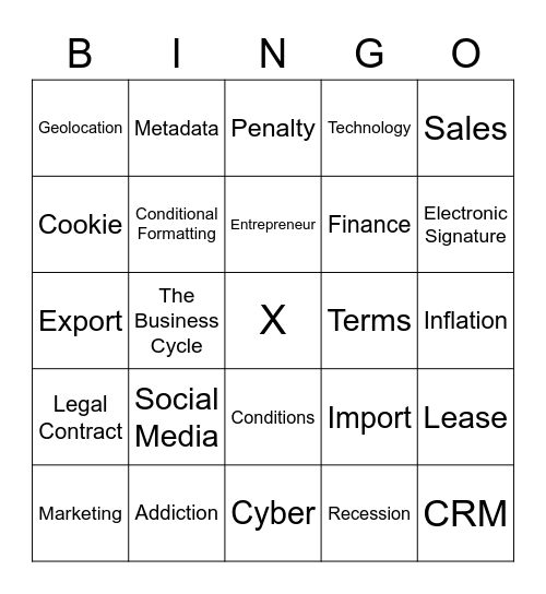 February Vocabulary BINGO Card