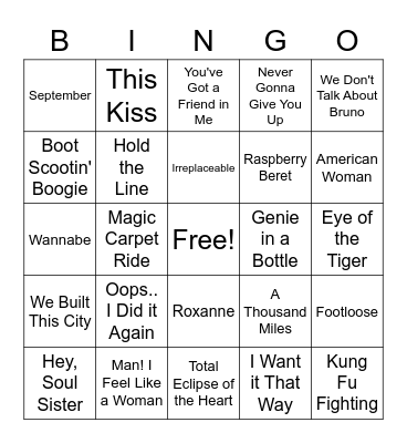 Karaoke 3 Bingo Card