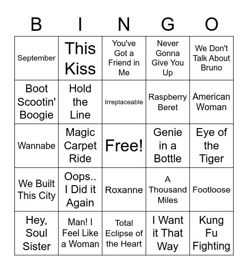 Karaoke 3 Bingo Card