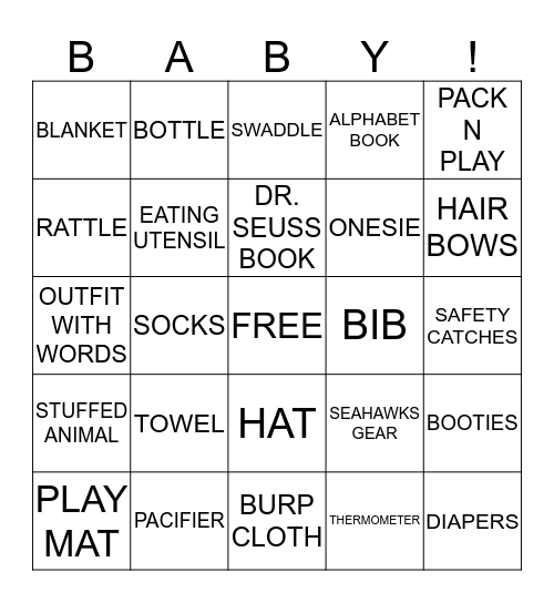 Baby Shower Bingo (Because Jes loves games) Bingo Card