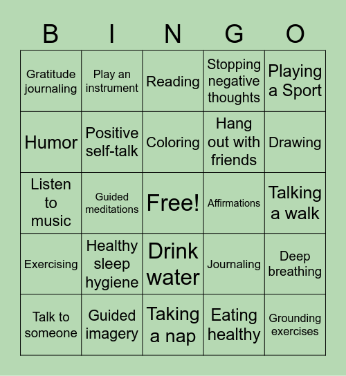 Wellness Wednesdays Bingo Card