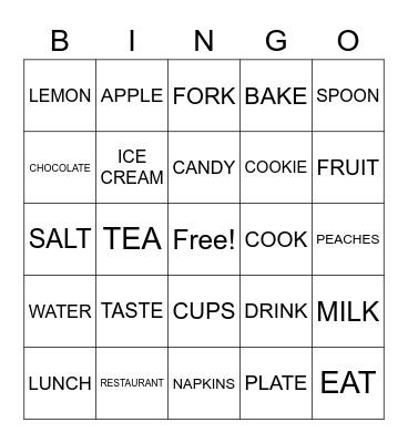 FOOD SIGNS PT. 1 Bingo Card