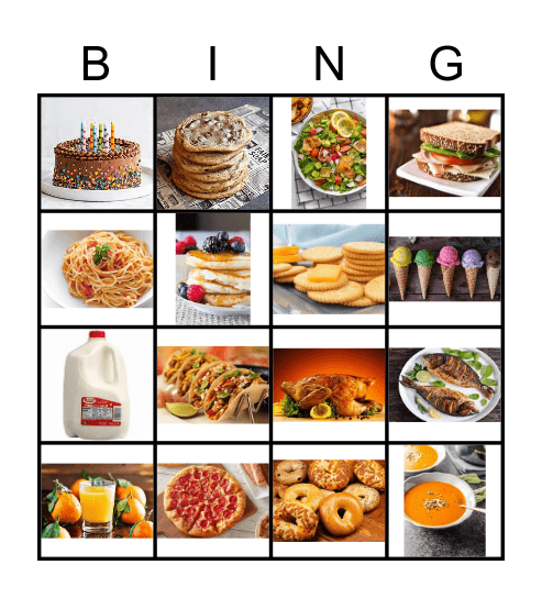 ASL Food Bingo Card