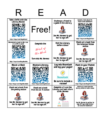 Read Across America Bingo Card