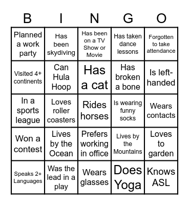 Online Team Building Bingo Card