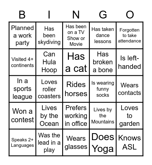 Online Team Building Bingo Card