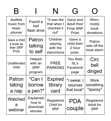 Library Staff Bingo Card