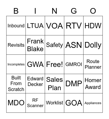 Success Sharing Bingo Card