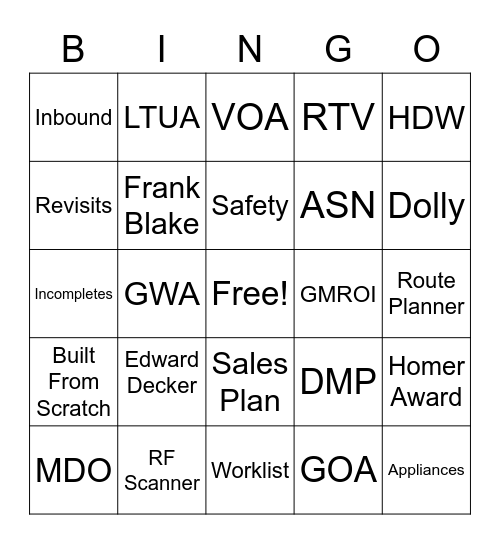Success Sharing Bingo Card