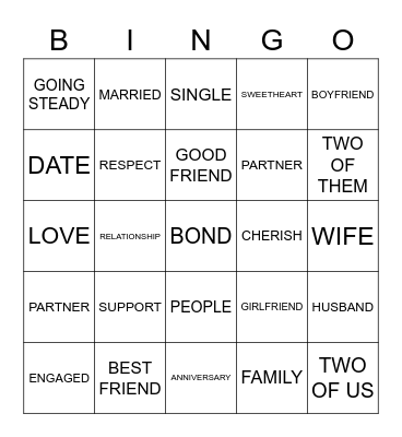 PEOPLE AND RELATIONSHIPS Bingo Card