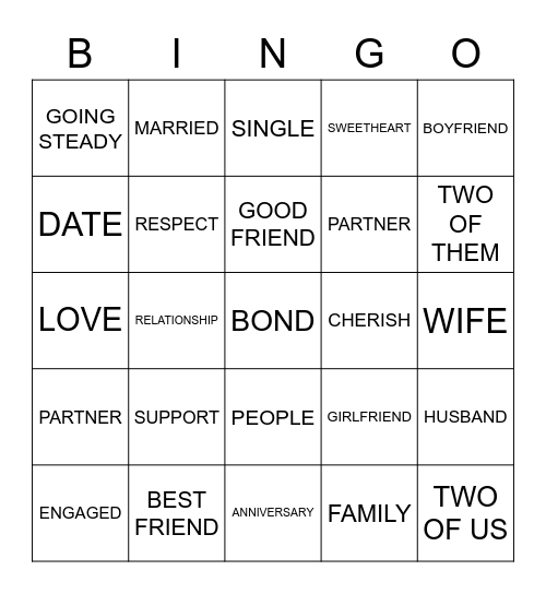 PEOPLE AND RELATIONSHIPS Bingo Card