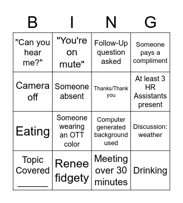 HR Meeting BINGO Card