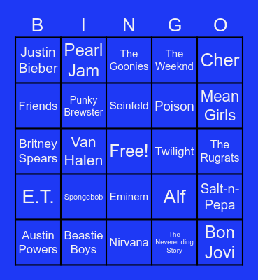 Time of Your Life BINGO Card