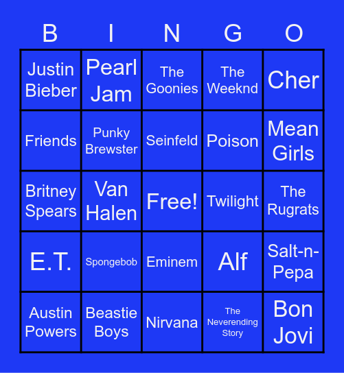 Time of Your Life BINGO Card