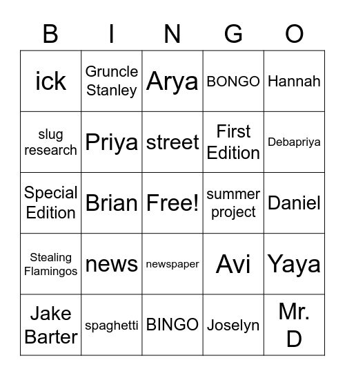 Untitled Bingo Card