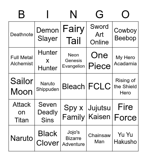 Oh! I know this! Bingo Card