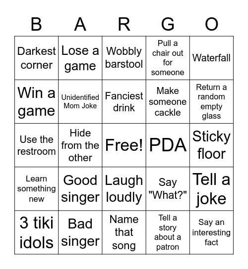 First date bar bingo Card