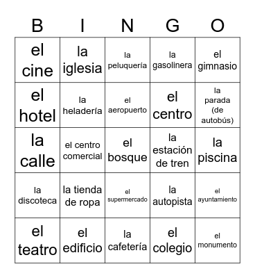 Mi barrio Bingo Card