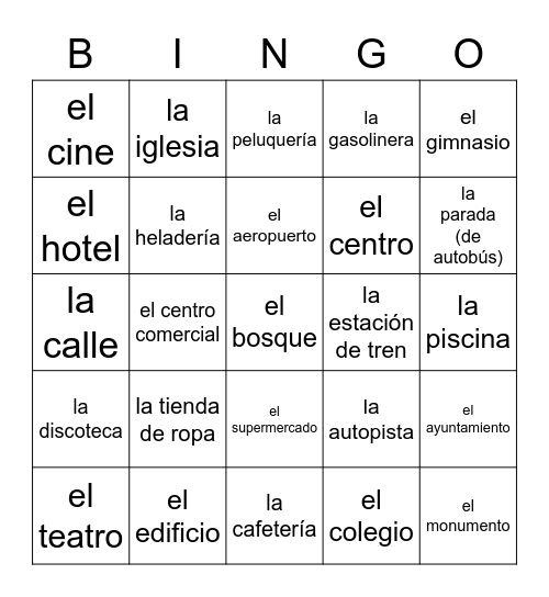 Mi barrio Bingo Card