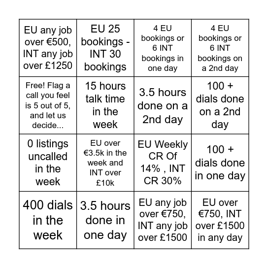 EU and INT Bingo Card