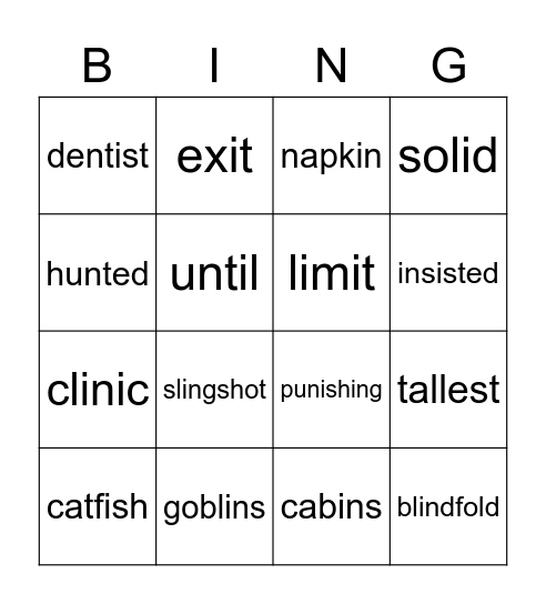 Level 2, unit 5 Bingo Card