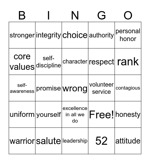 Leadership Chapter 1 Bingo Card