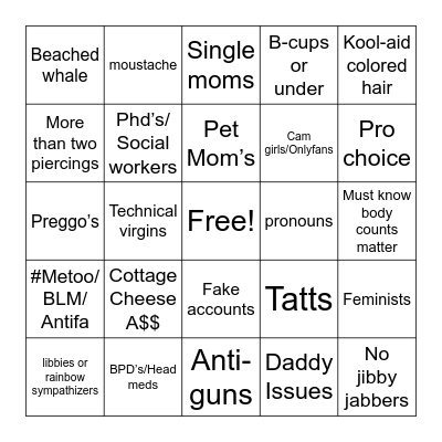 Chris’s Red Flags Bingo Card