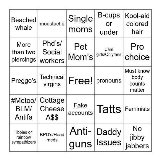 Chris’s Red Flags Bingo Card