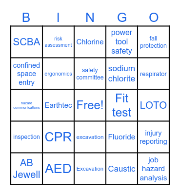 AB Jewell - Safety Committee BINGO Card