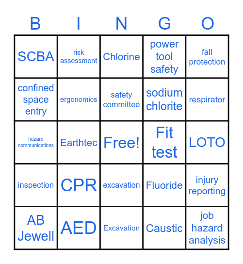 AB Jewell - Safety Committee BINGO Card