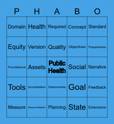 PHAB-O Bingo Card