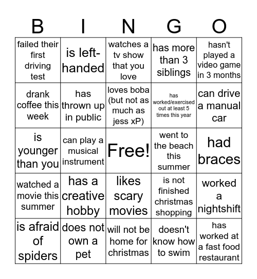 Untitled Bingo Card