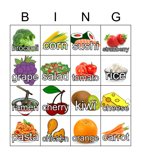 Food ESL Bingo Card