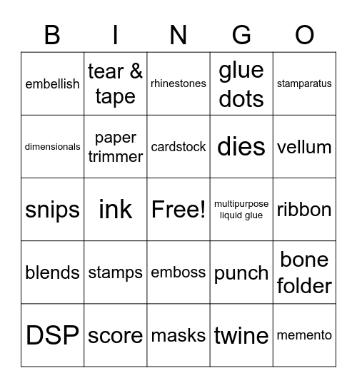 Stamping Bingo Card