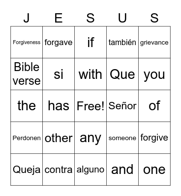 Colossians 3:13 Bingo Card