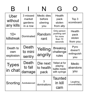 Evie Bingo Card