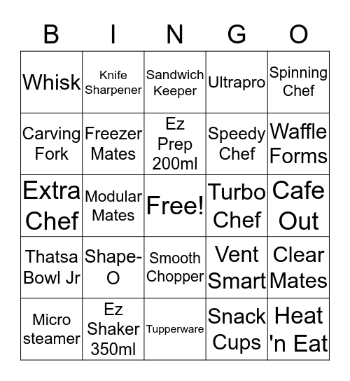 Tupperware Bingo