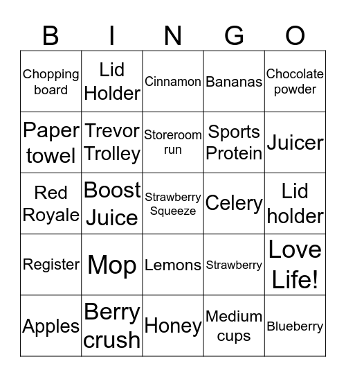 Boost Bingo Card