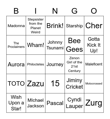 Disney, DCOM, 80s Bingo Card