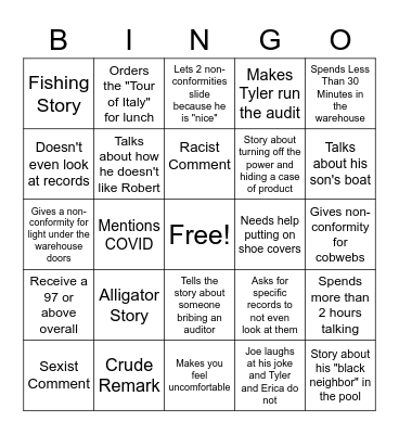 2023 SQF Audit Bingo Card